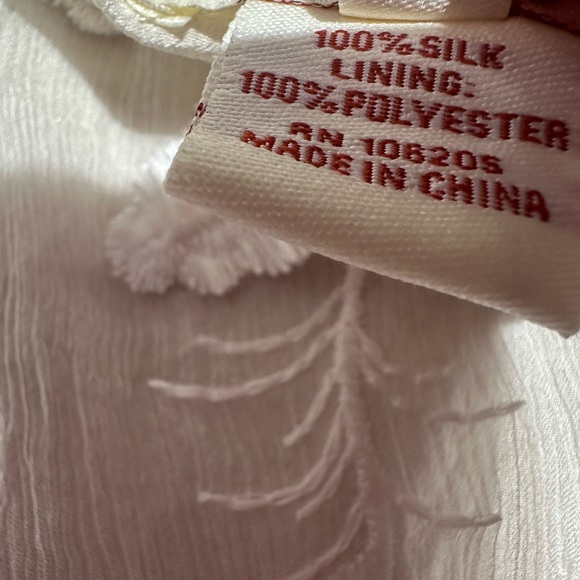 Sundance Silk Floral Appliqué Top Long Sleeve Sheer Silk Shirt White Ivory - Picture 3 of 4